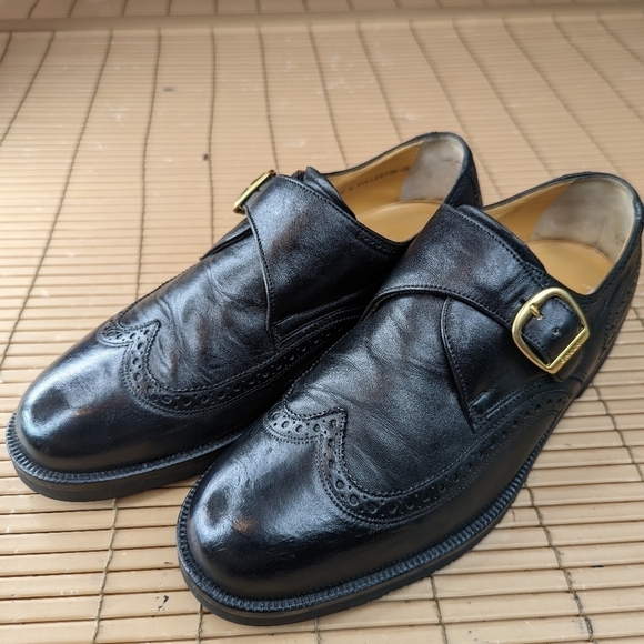 BALLY of Switzerland Vasano Fullerton Mens Single Monk Strap Wingtip Black leath - Picture 1 of 10